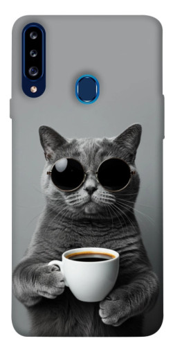 Чехол itsPrint Grey cat coffee для Samsung Galaxy A20s