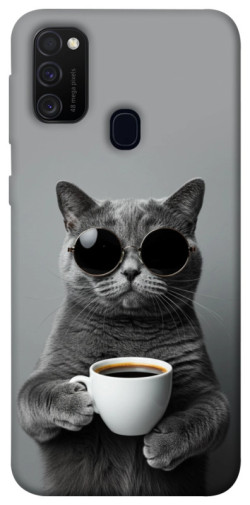 Чохол itsPrint Grey cat coffee для Samsung Galaxy M30s / M21