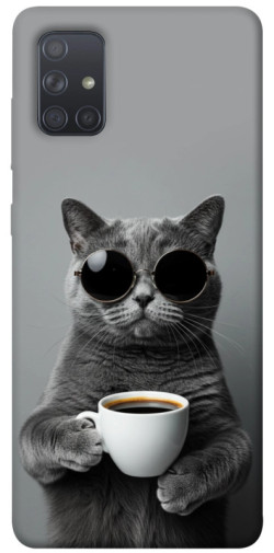 Чехол itsPrint Grey cat coffee для Samsung Galaxy A71