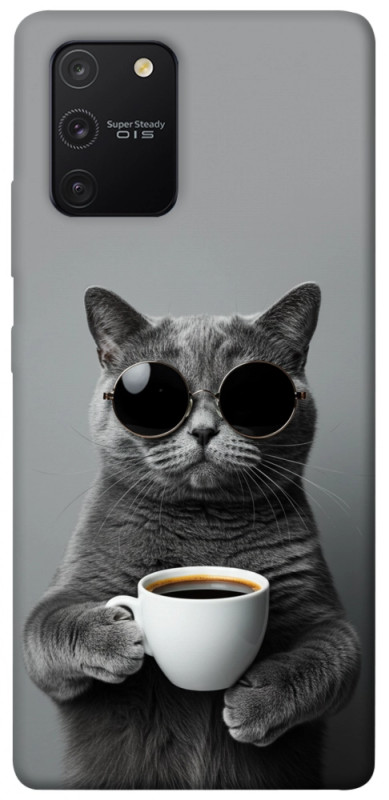 Чехол itsPrint Grey cat coffee для Samsung Galaxy S10 Lite, животные, купить оптом с доставкой