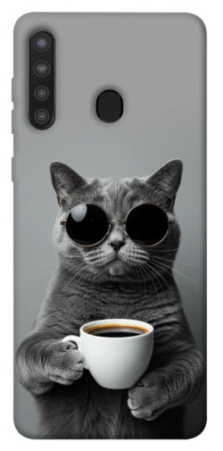 Чехол itsPrint Grey cat coffee для Samsung Galaxy A21