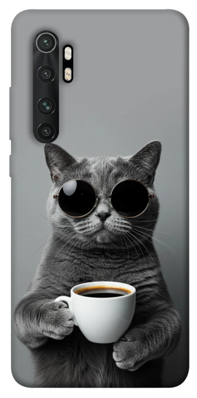 Чехол itsPrint Grey cat coffee для Xiaomi Mi Note 10 Lite, животные, купить оптом с доставкой