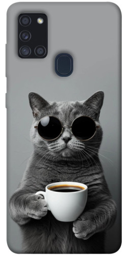 Чехол itsPrint Grey cat coffee для Samsung Galaxy A21s