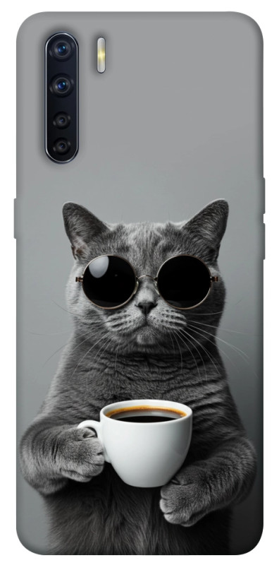 Чехол itsPrint Grey cat coffee для Oppo A91, животные, купить оптом с доставкой