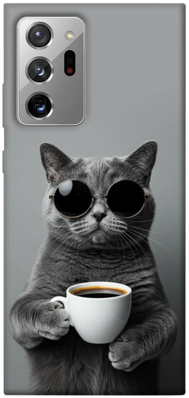 Чехол itsPrint Grey cat coffee для Samsung Galaxy Note 20 Ultra, животные, купить оптом с доставкой