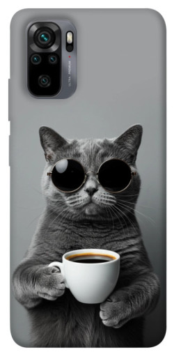 Чехол itsPrint Grey cat coffee для Xiaomi Redmi Note 10 / Note 10s