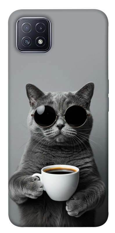 Чехол itsPrint Grey cat coffee для Oppo A73, животные, купить оптом с доставкой