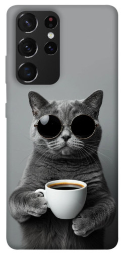 Чехол itsPrint Grey cat coffee для Samsung Galaxy S21 Ultra