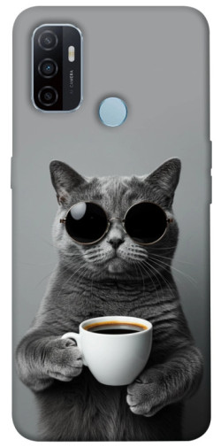 Чехол itsPrint Grey cat coffee для Oppo A53 / A32 / A33