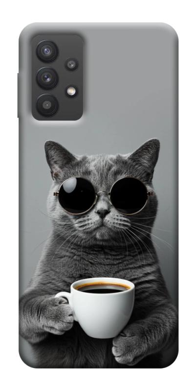 Чехол itsPrint Grey cat coffee для Samsung Galaxy A32 (A326B) 5G, животные, купить оптом с доставкой