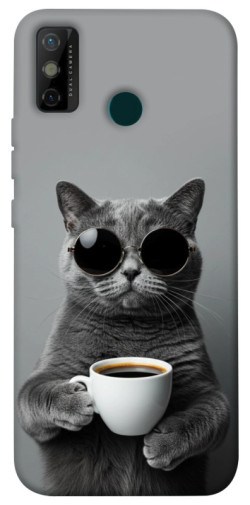 Чехол itsPrint Grey cat coffee для TECNO Spark 6 Go