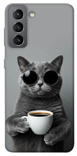 Чехол itsPrint Grey cat coffee для Samsung Galaxy S21 FE