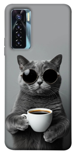 Чехол itsPrint Grey cat coffee для TECNO Camon 17 Pro