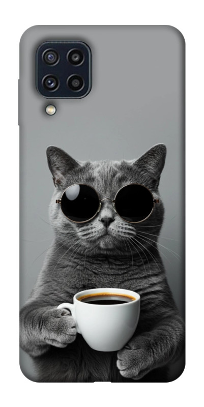 Чехол itsPrint Grey cat coffee для Samsung Galaxy M32, животные, купить оптом с доставкой