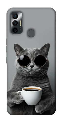 Чехол itsPrint Grey cat coffee для TECNO Spark 7