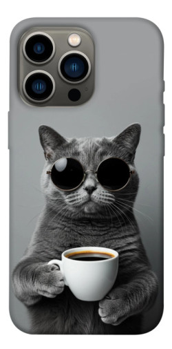 Чехол itsPrint Grey cat coffee для Apple iPhone 13 Pro (6.1")