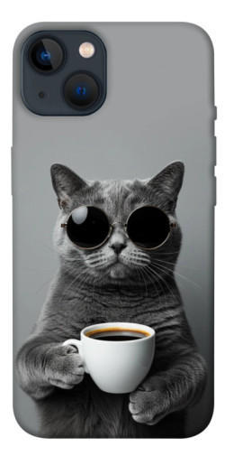 Чехол itsPrint Grey cat coffee для Apple iPhone 13 (6.1")