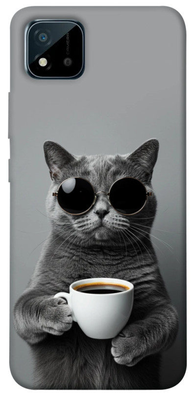 Чехол itsPrint Grey cat coffee для Realme C11 (2021), животные, купить оптом с доставкой