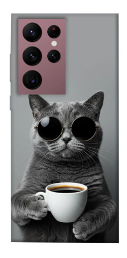 Чехол itsPrint Grey cat coffee для Samsung Galaxy S22 Ultra