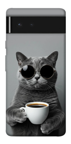 Чехол itsPrint Grey cat coffee для Google Pixel 6