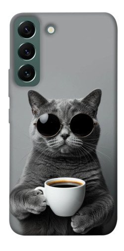Чохол itsPrint Grey cat coffee для Samsung Galaxy S22