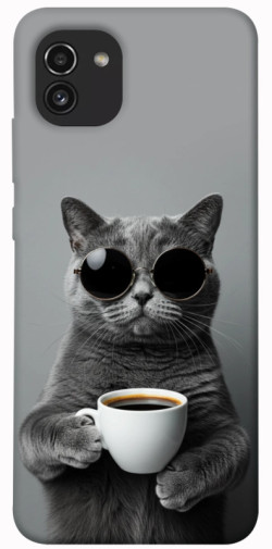Чехол itsPrint Grey cat coffee для Samsung Galaxy A03