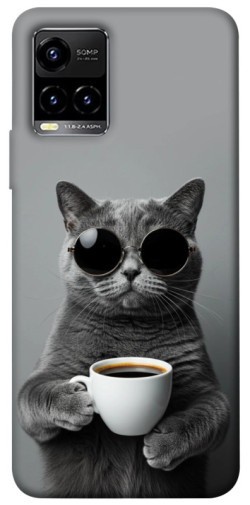 Чехол itsPrint Grey cat coffee для Vivo Y21 / Y33s