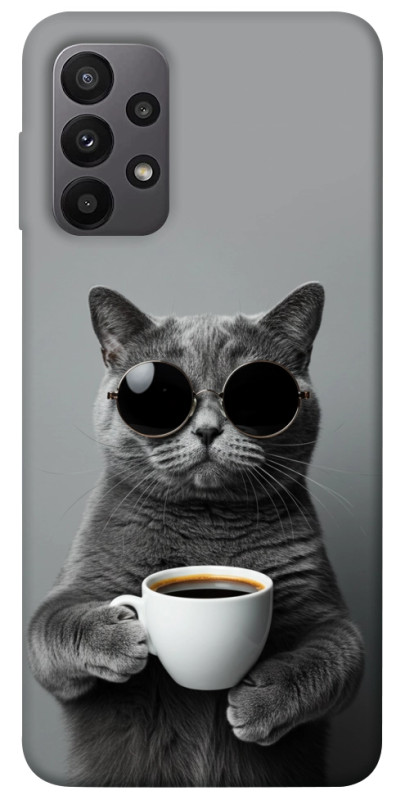 Чехол itsPrint Grey cat coffee для Samsung Galaxy A23 4G, животные, купить оптом с доставкой