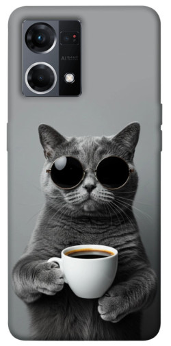 Чохол itsPrint Grey cat coffee для Oppo Reno 7 4G