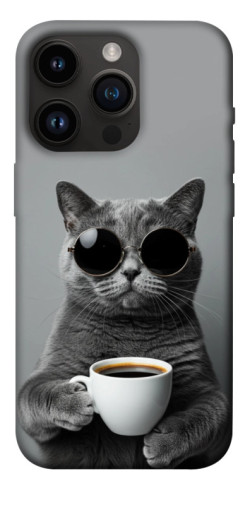 Чехол itsPrint Grey cat coffee для Apple iPhone 14 Pro (6.1")