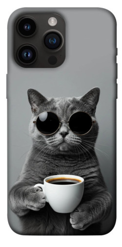 Чехол itsPrint Grey cat coffee для Apple iPhone 14 Pro Max (6.7")