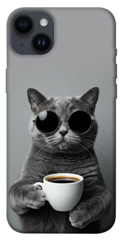 Чехол itsPrint Grey cat coffee для Apple iPhone 14 Plus (6.7")