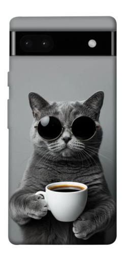 Чехол itsPrint Grey cat coffee для Google Pixel 6a