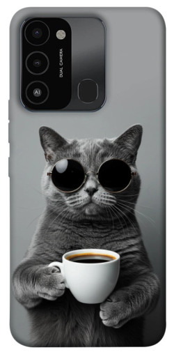 Чохол itsPrint Grey cat coffee для TECNO Spark 8C