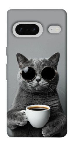 Чехол itsPrint Grey cat coffee для Google Pixel 7