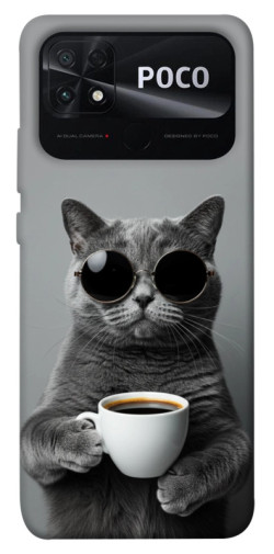 Чехол itsPrint Grey cat coffee для Xiaomi Poco C40