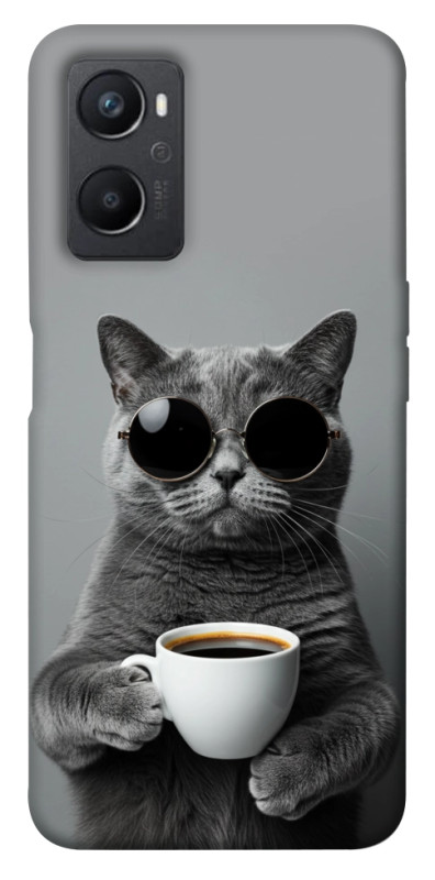 Чехол itsPrint Grey cat coffee для Oppo A96, животные, купить оптом с доставкой