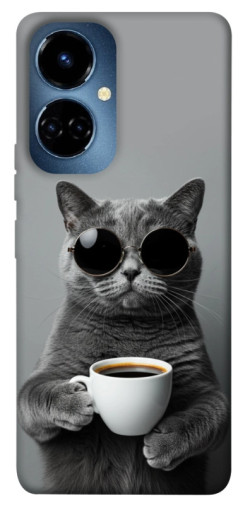 Чехол itsPrint Grey cat coffee для TECNO Camon 19 (CI6n) / 19 Pro (CI8n)