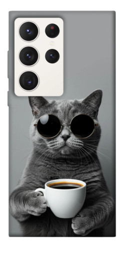 Чехол itsPrint Grey cat coffee для Samsung Galaxy S23 Ultra