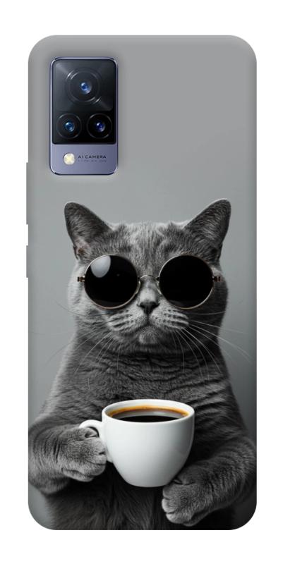 Чохол itsPrint Grey cat coffee для Vivo V21, тварини, купити оптом з доставкою