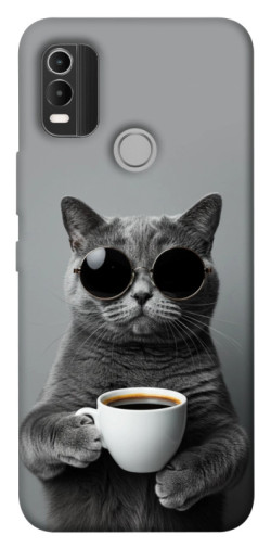 Чехол itsPrint Grey cat coffee для Nokia C21 Plus