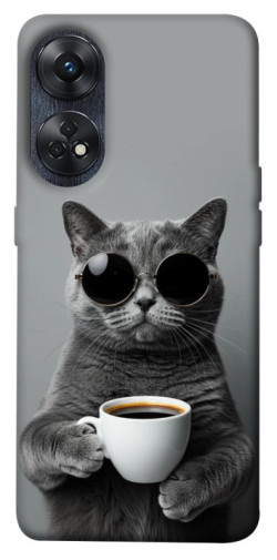 Чехол itsPrint Grey cat coffee для Oppo Reno 8 T 4G