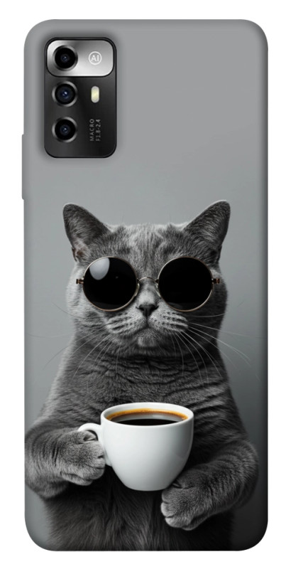 Чехол itsPrint Grey cat coffee для ZTE Blade V40 Vita, животные, купить оптом с доставкой