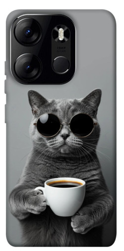 Чехол itsPrint Grey cat coffee для Tecno Spark Go 2023