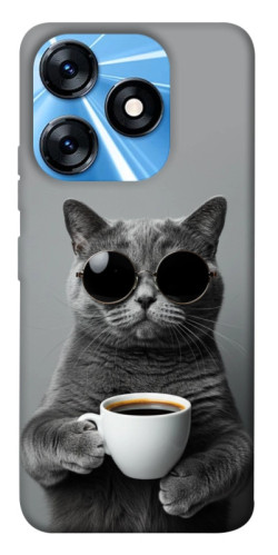 Чехол itsPrint Grey cat coffee для TECNO Spark 10 Pro