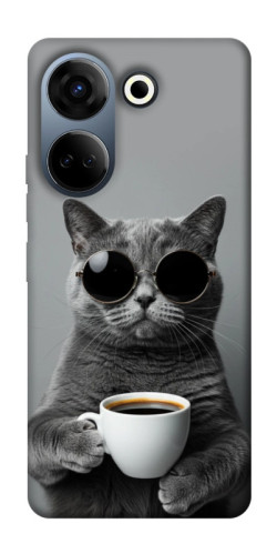 Чехол itsPrint Grey cat coffee для TECNO Camon 20 Pro (CK7n)