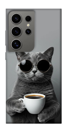 Чехол itsPrint Grey cat coffee для Samsung Galaxy S24 Ultra