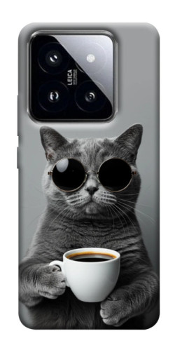 Чехол itsPrint Grey cat coffee для Xiaomi 14 Pro
