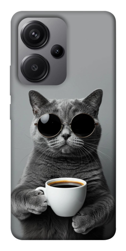 Чехол itsPrint Grey cat coffee для Xiaomi Redmi Note 13 Pro+, животные, купить оптом с доставкой
