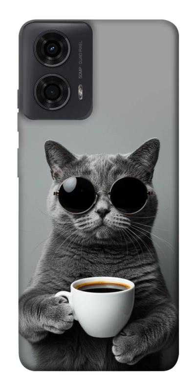 Чехол itsPrint Grey cat coffee для Motorola Moto G24, животные, купить оптом с доставкой